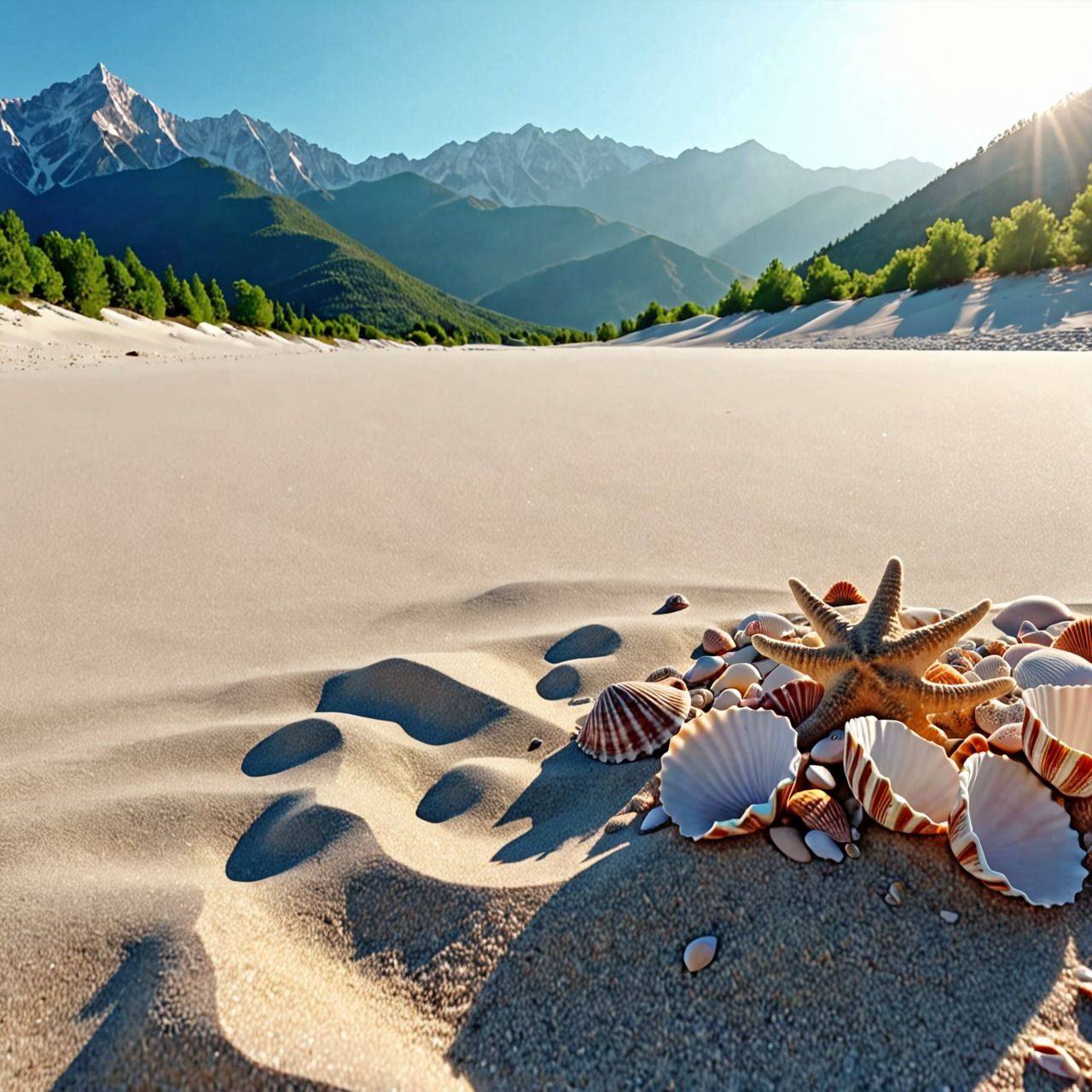 Красивый пляжный ландшафт с морской звездой