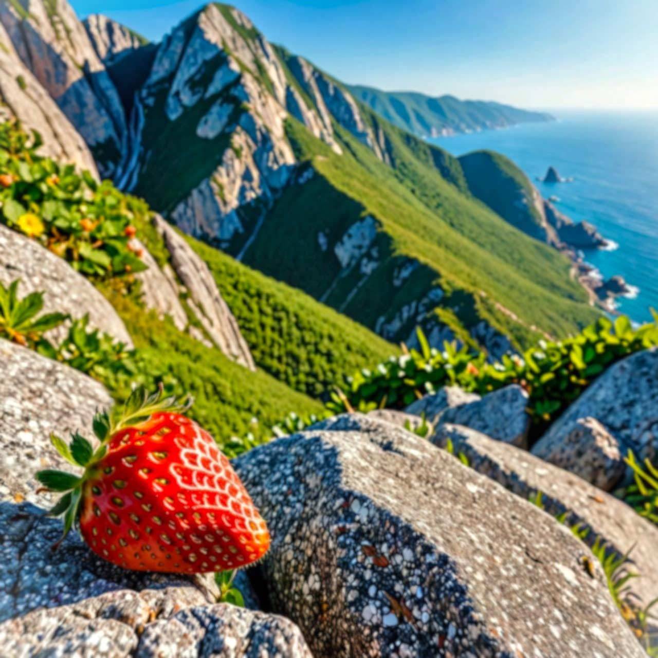 Красное сочное клубника на крупных камнях