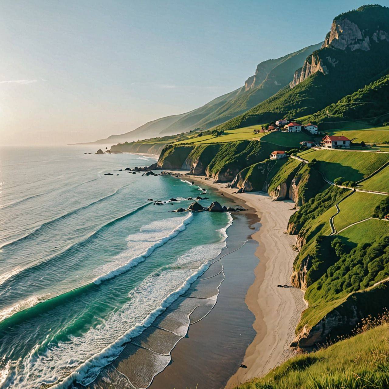 Пейзаж моря и гор