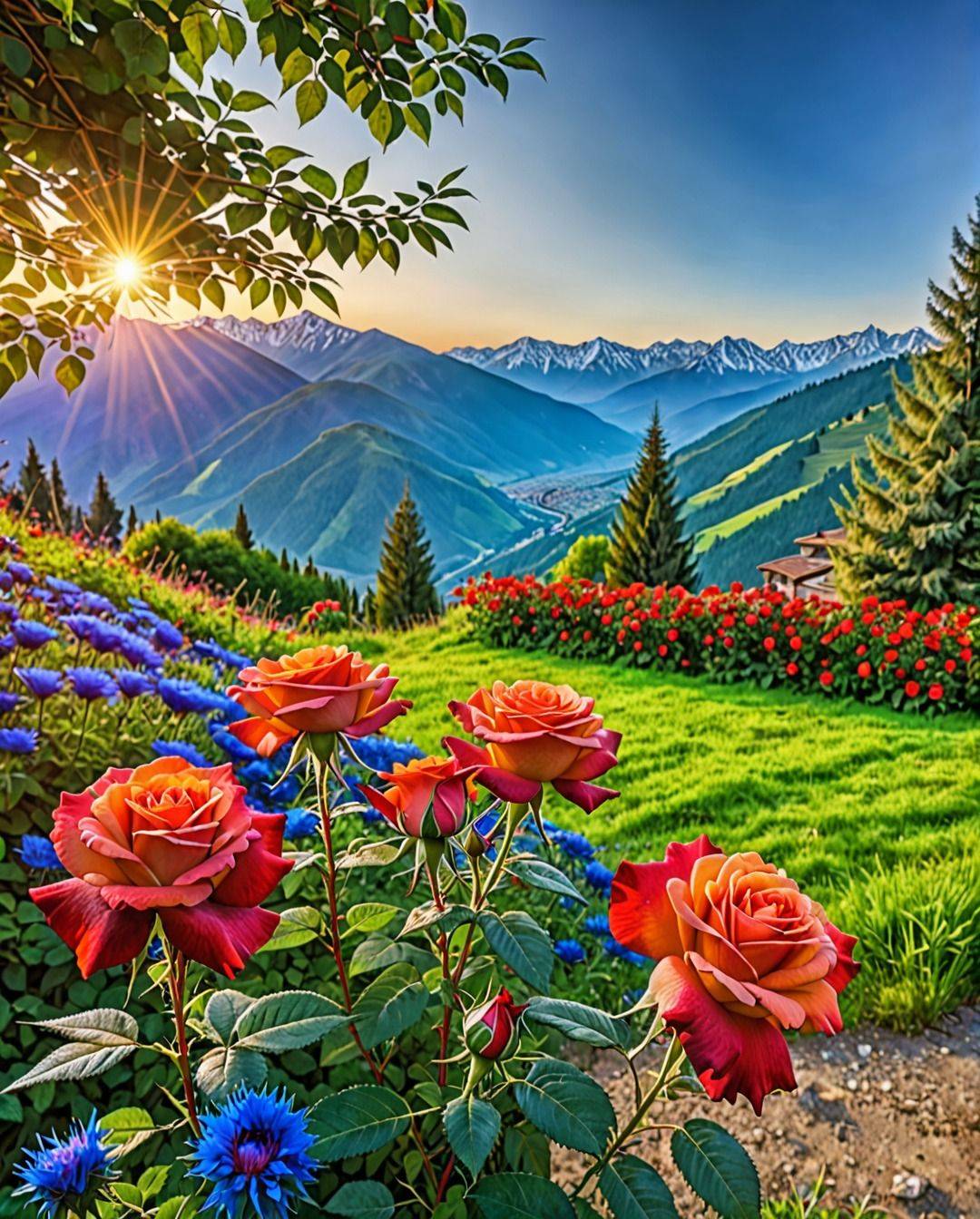 Розы и природа в горах