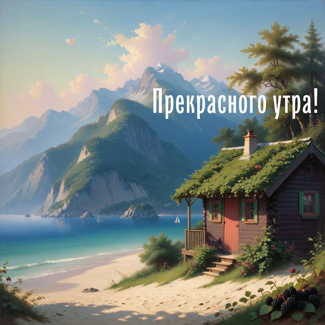 Домик у подножия гор на берегу моря
