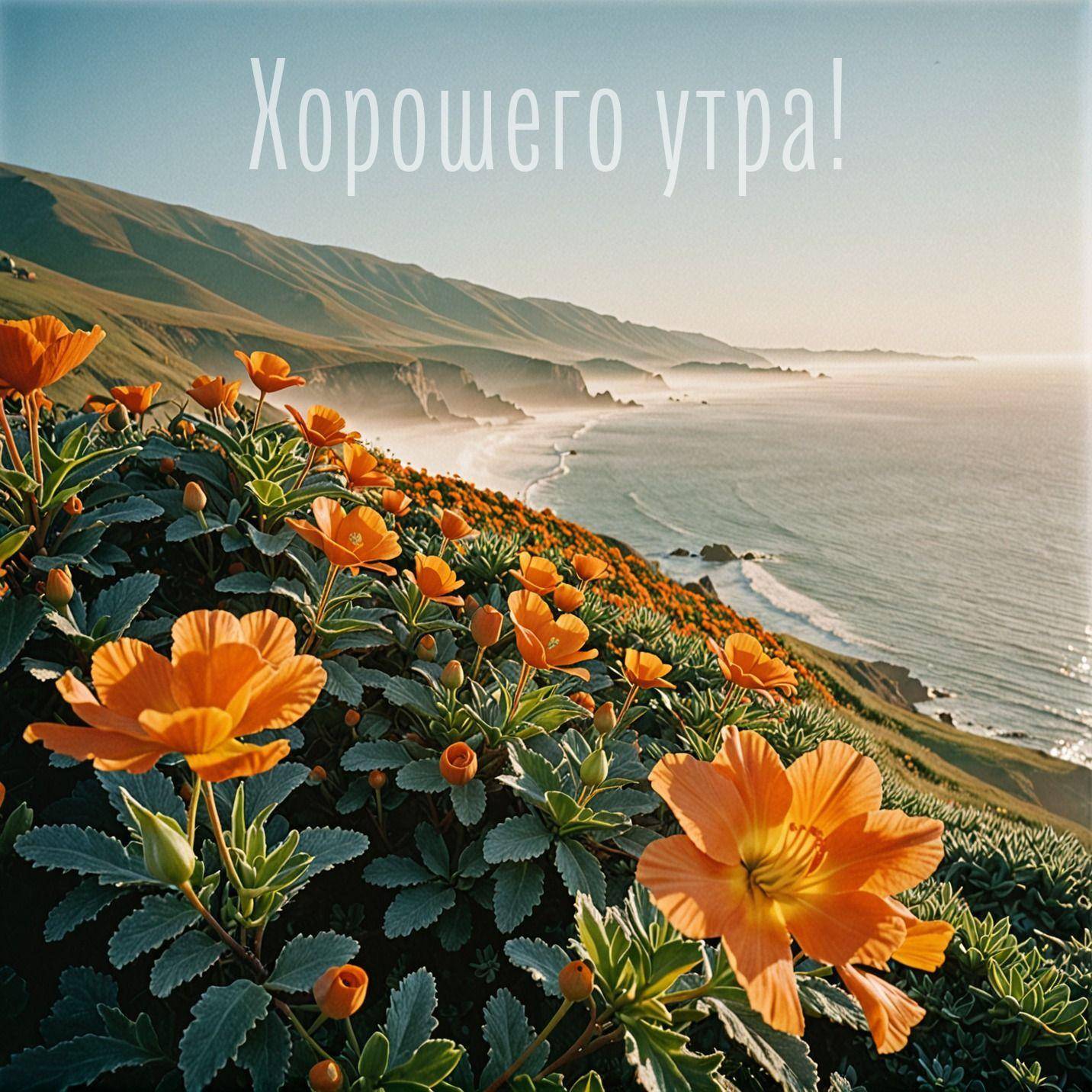 Цветущий склон с видом на море