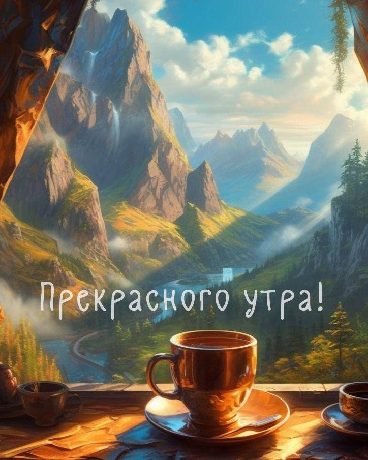 Живописный пейзаж с горами и рекой