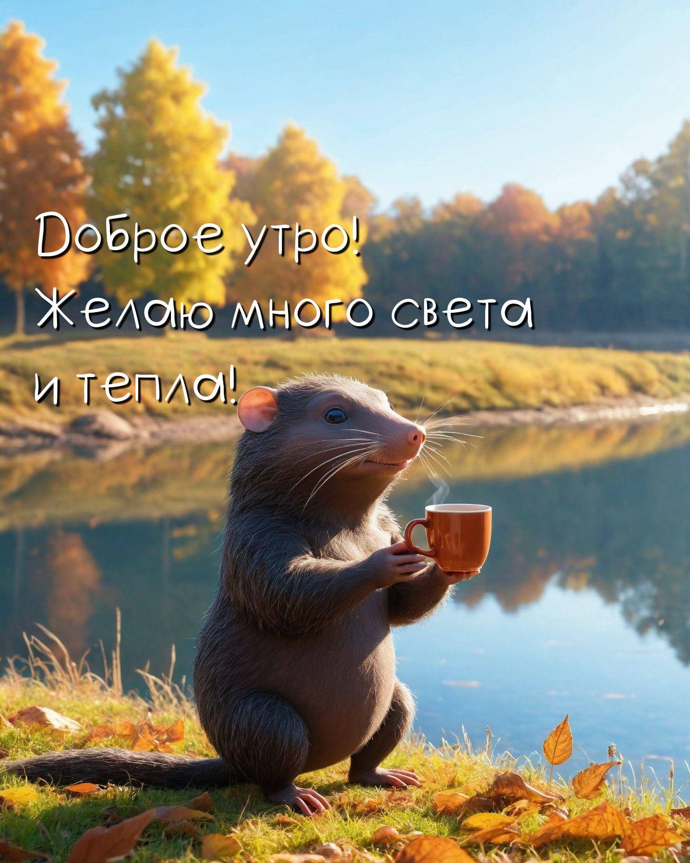 Крыса с чашкой у воды