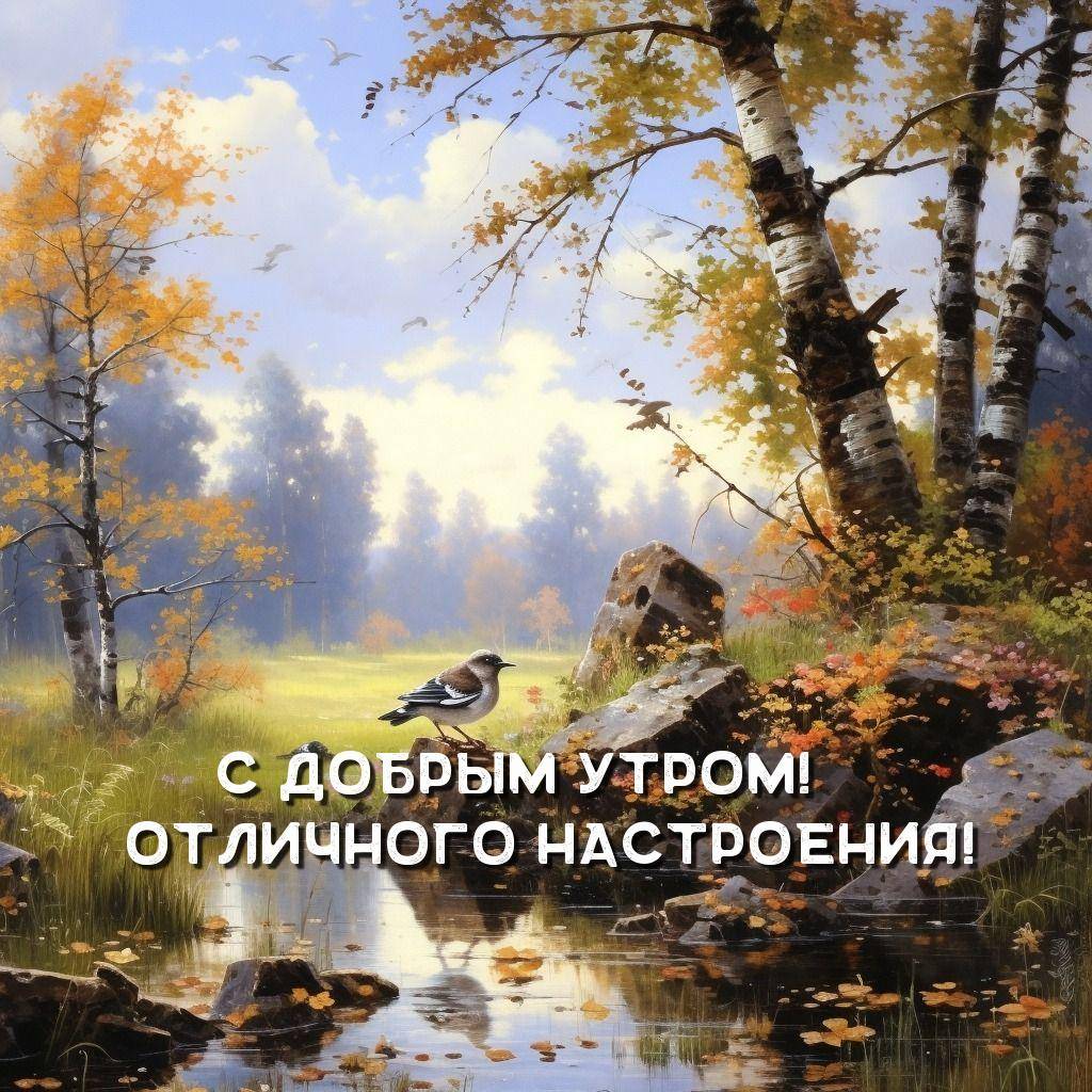 Осенний пейзаж с березами у воды