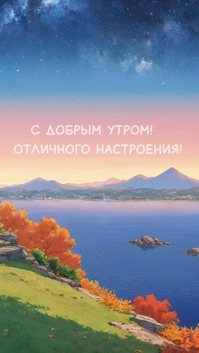 Осенний пейзаж с видом на море и горы