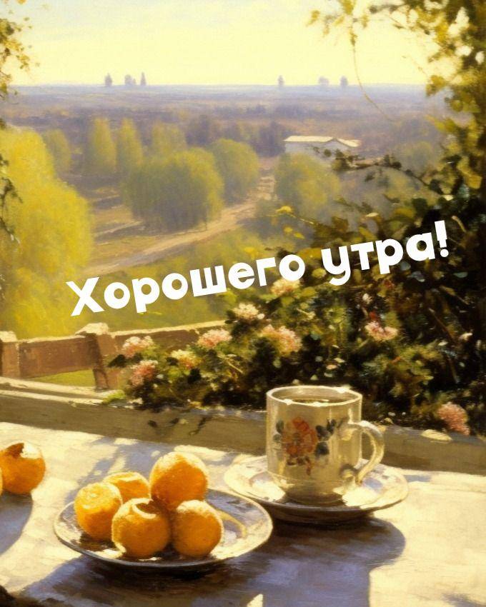 Чашка чая с мандаринами на подоконнике