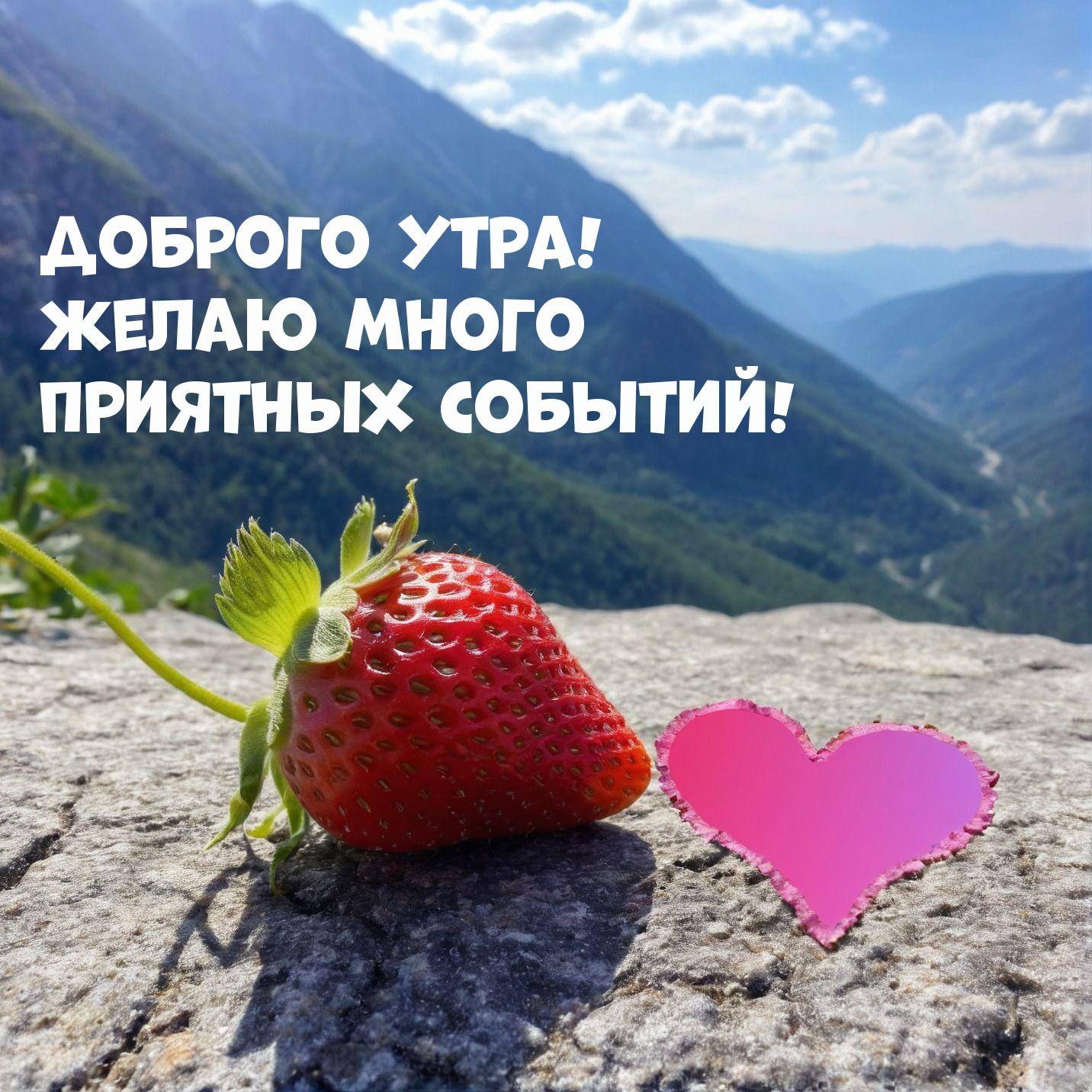 Клубника на фоне горного пейзажа