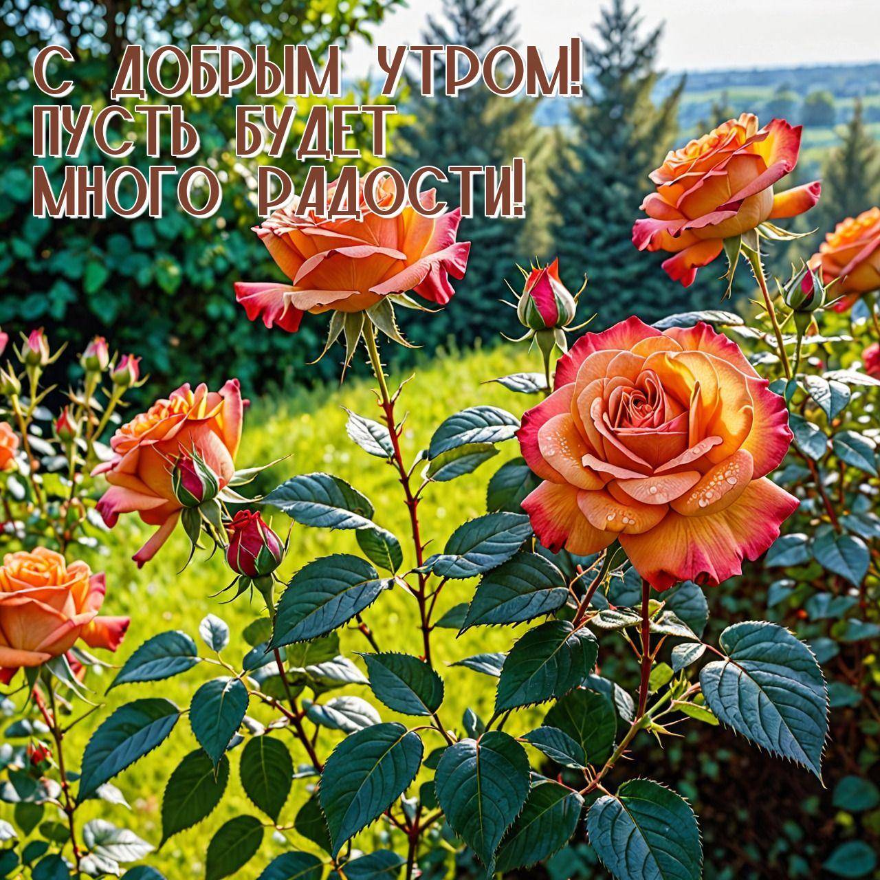 Крупный план оранжевых роз с росой