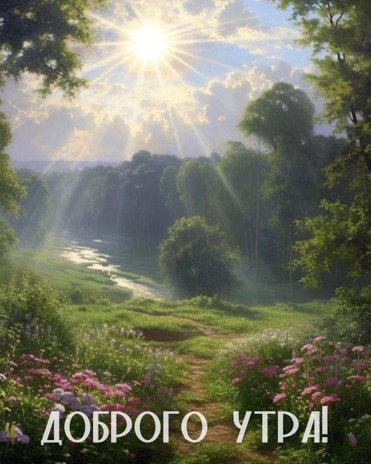 Лесная тропинка, солнечные лучи сквозь деревья