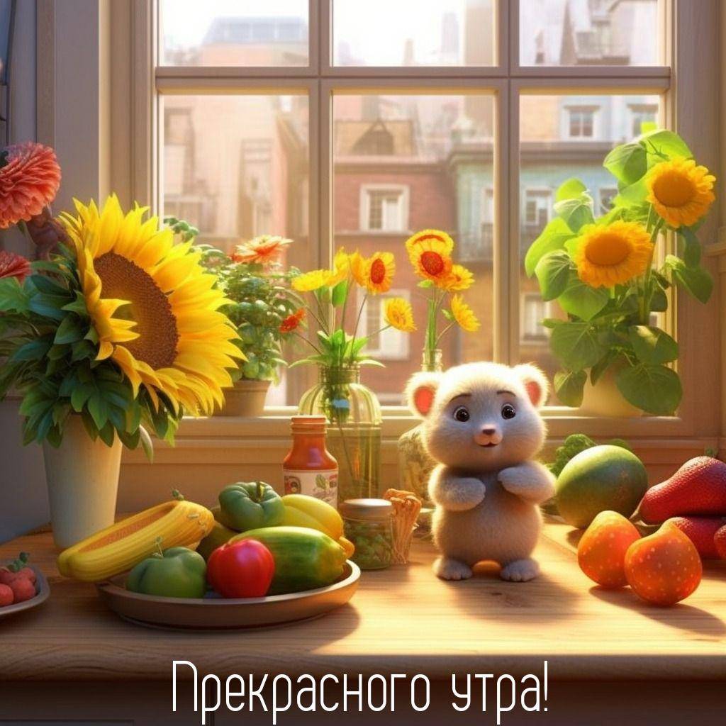 Мягкая игрушка коалы на подоконнике с фруктами