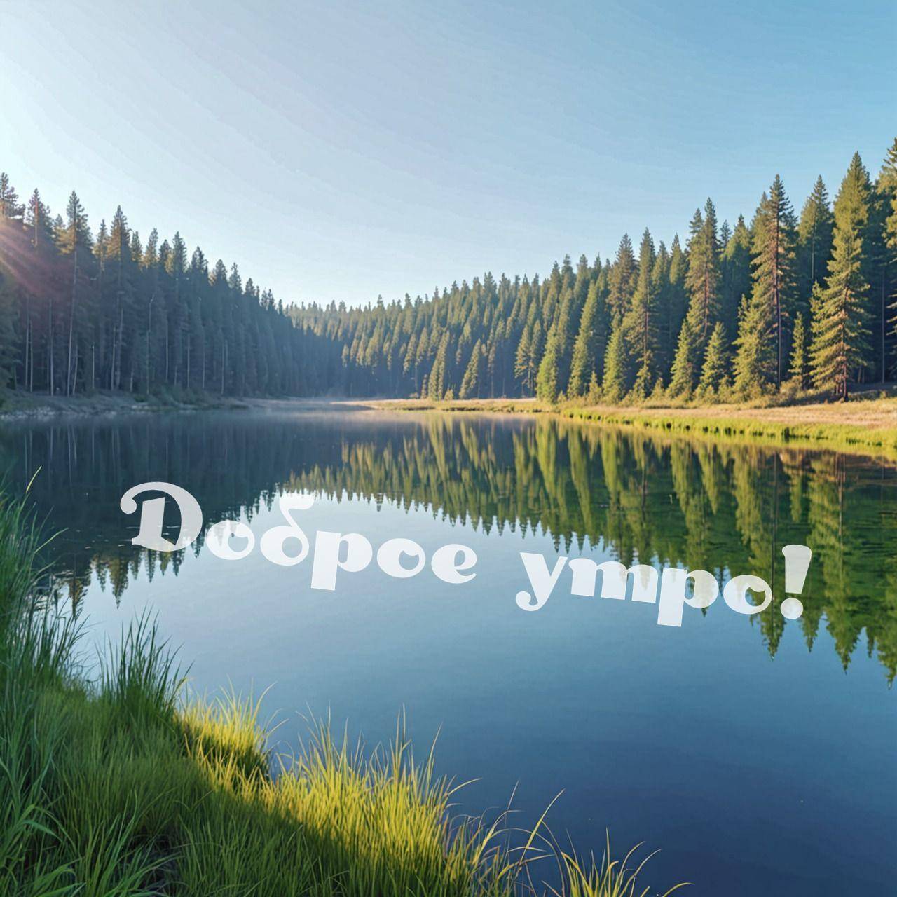Отражение деревьев в лесном озере