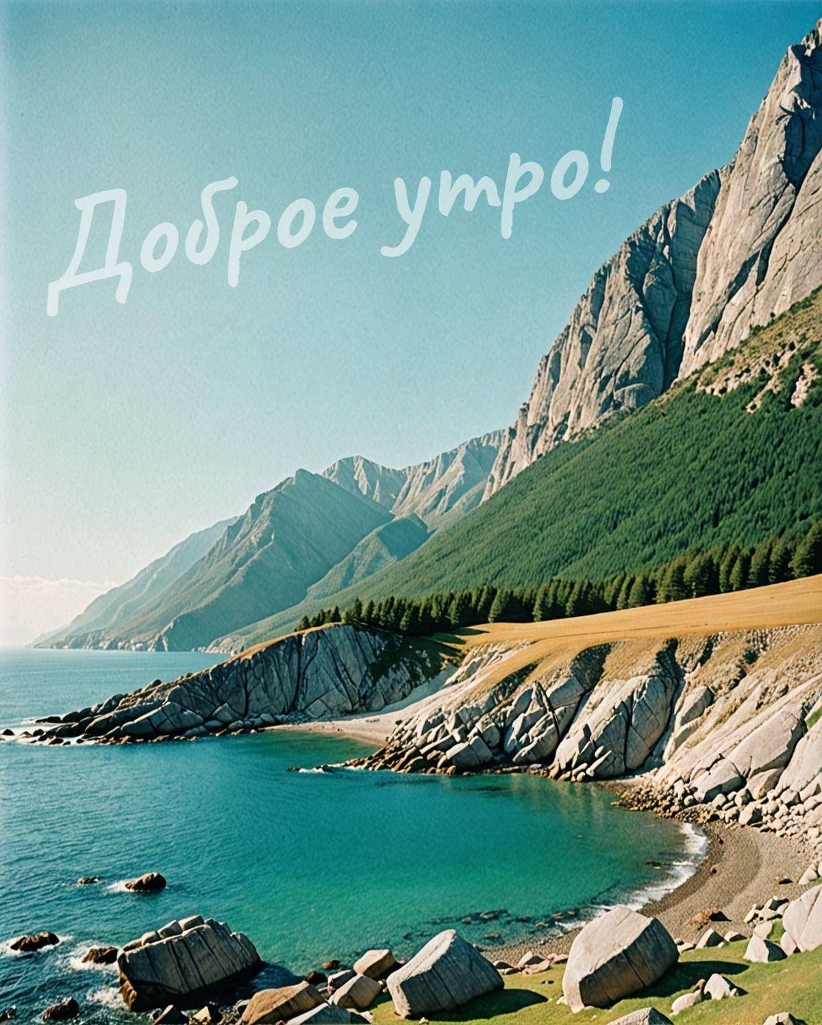 Пейзаж побережья с скалами и спокойным морем