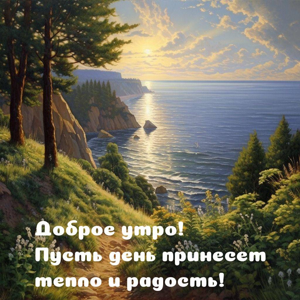 Пейзаж с морем, соснами и тропинкой