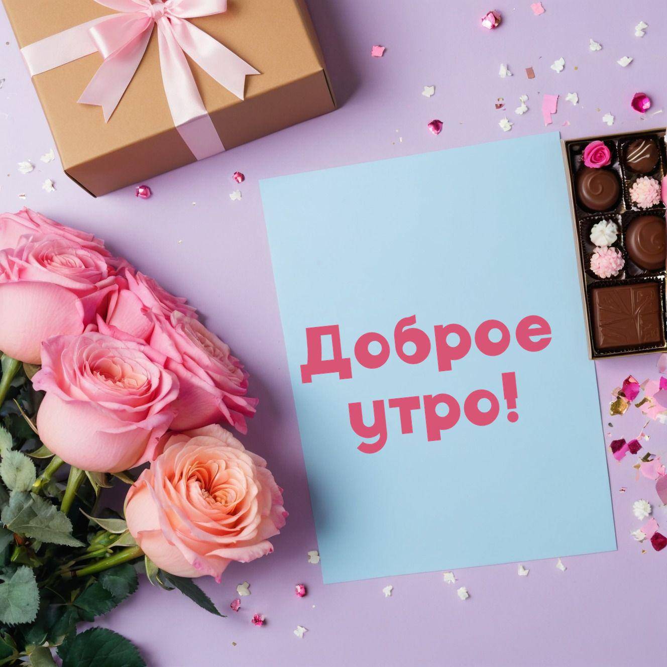 Рассвет с бутонами роз и сладостями