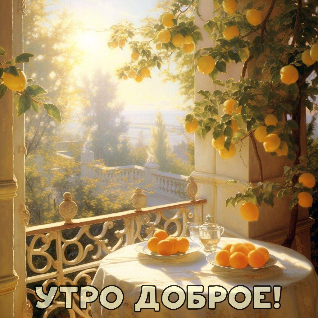 Солнечный свет сквозь листья, апельсины на столе