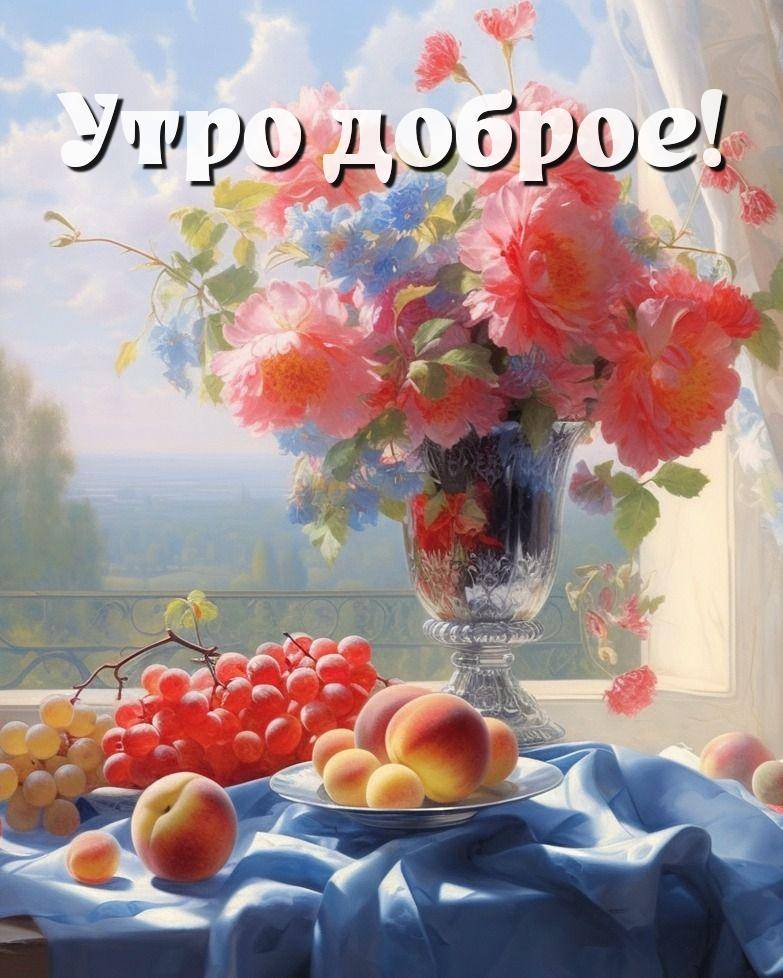 Цветущие цветы в вазе и свежие фрукты на столе