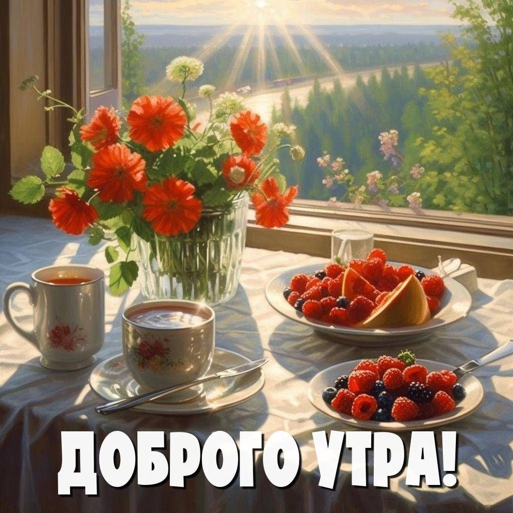 Утренний завтрак на подоконнике с видом на реку