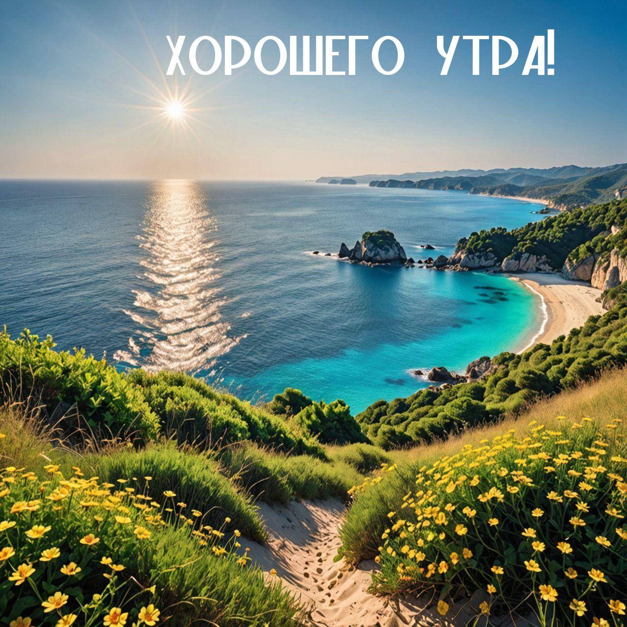 Живописный вид на море, скалы, пляж и растения