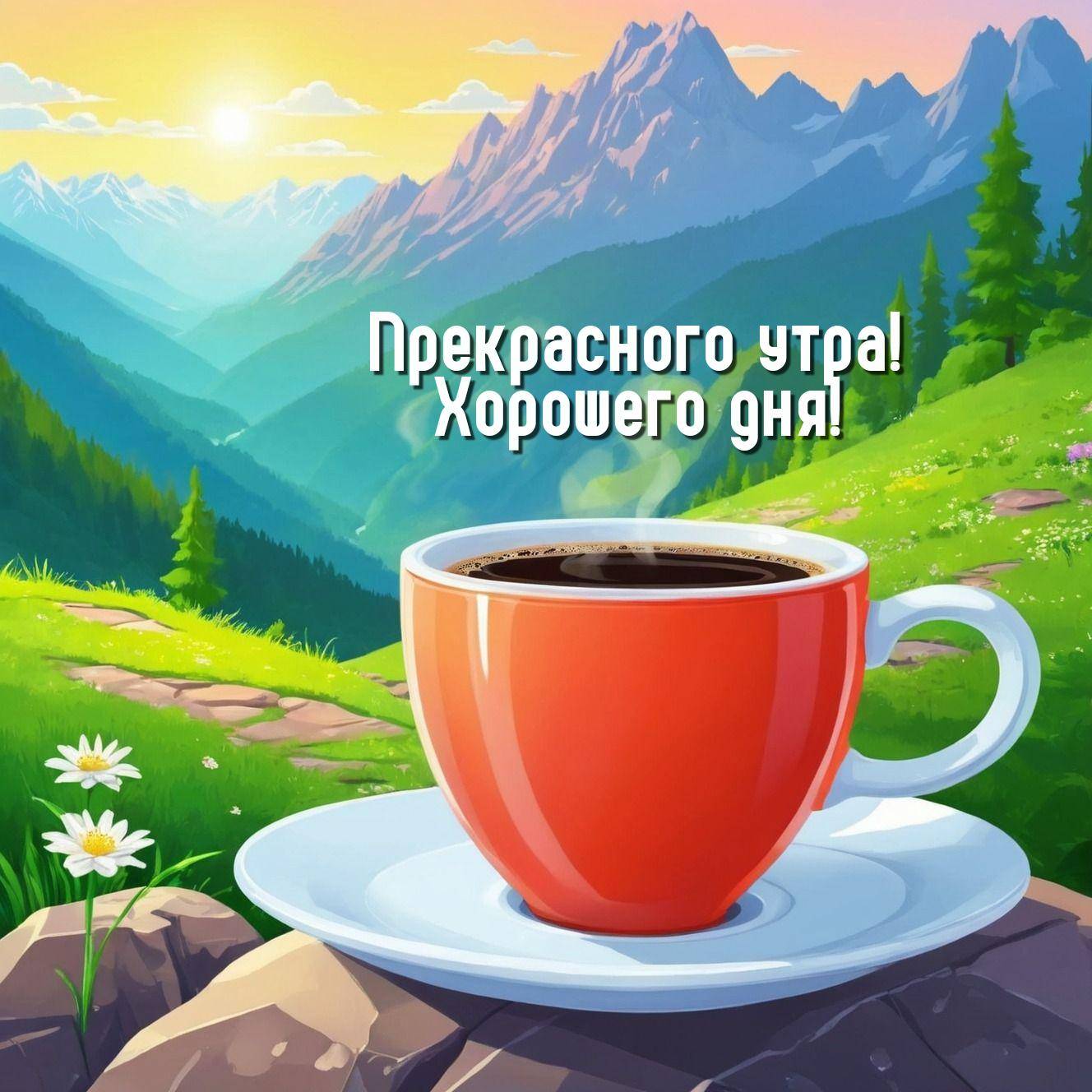 Кружка кофе на каменистой осыпи утром