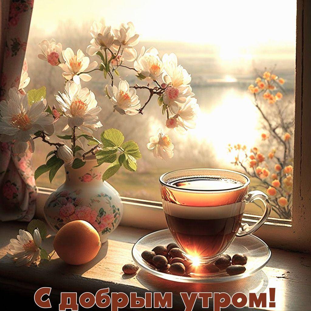 Первые лучи солнца в комнате с цветами