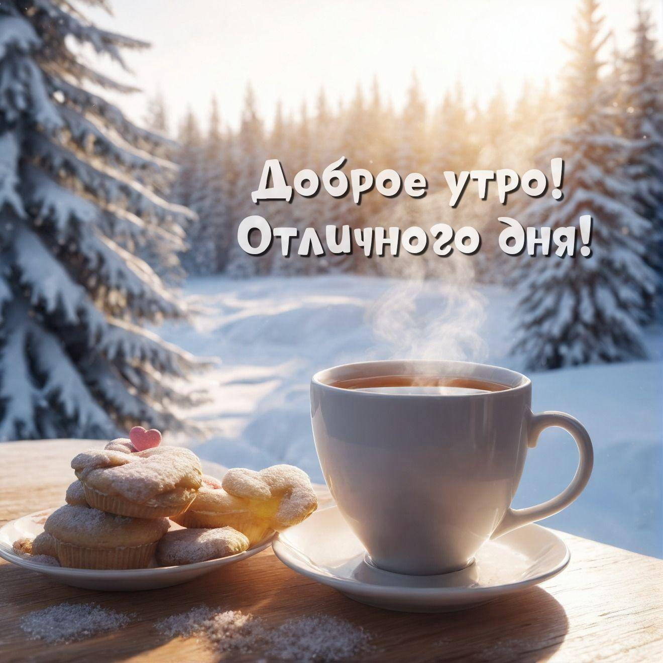Белая чашка с напитком и печеньем на снегу