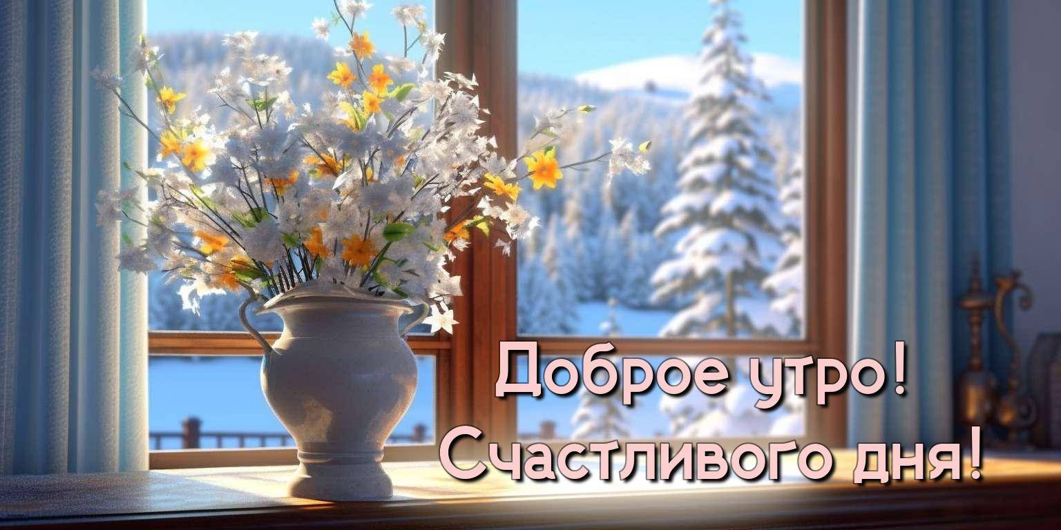 Белые цветы в вазе на подоконнике