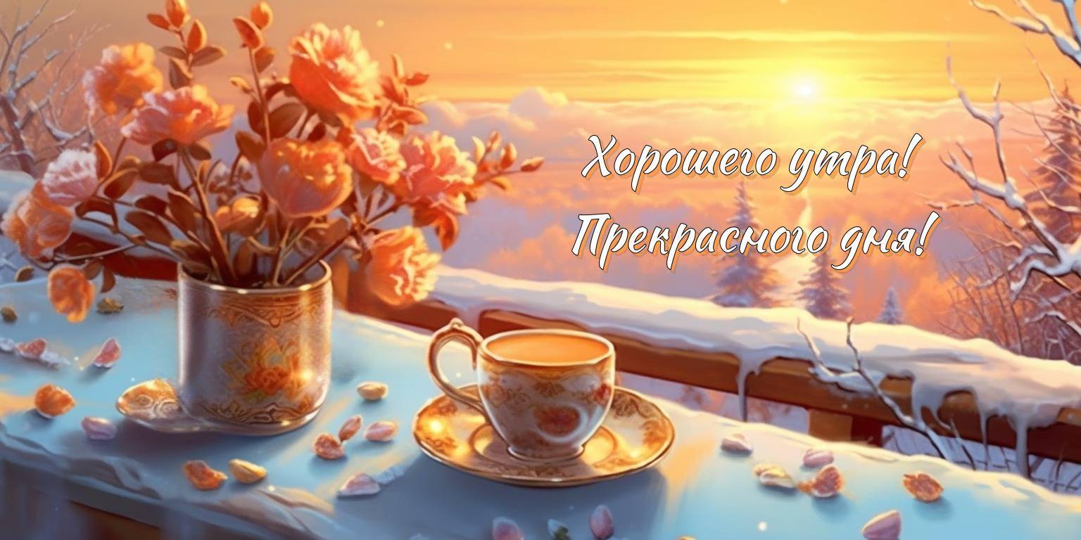 Чашка чая на столе, цветы