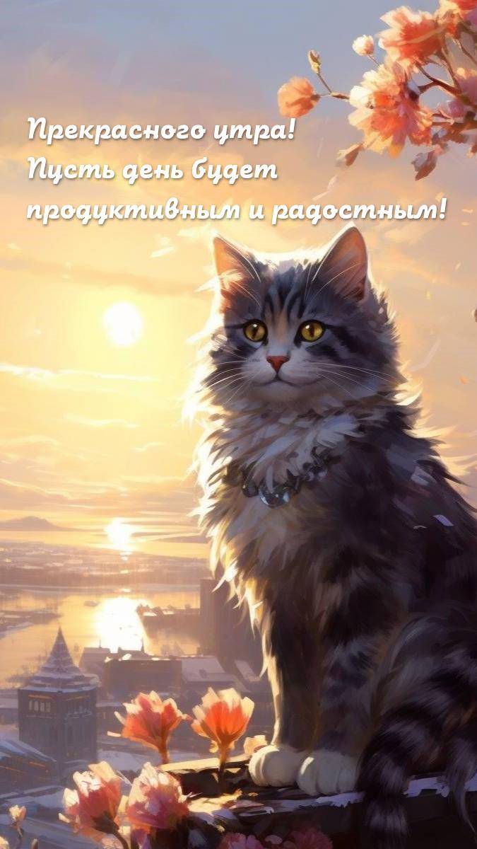 Кот смотрит на городской пейзаж