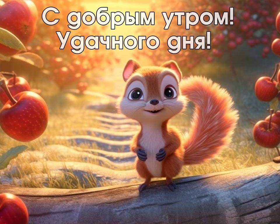 Милый белка на пне среди яблок и лучей света