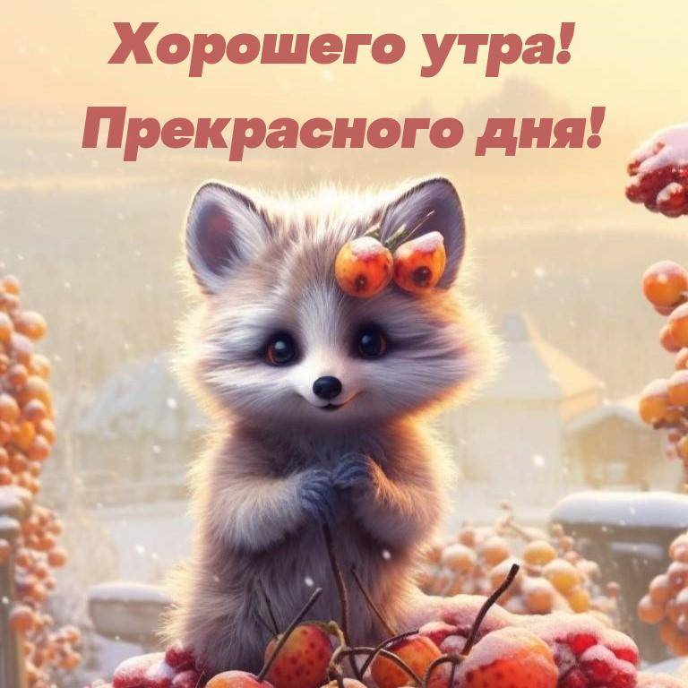 Милый енот с ягодами на голове