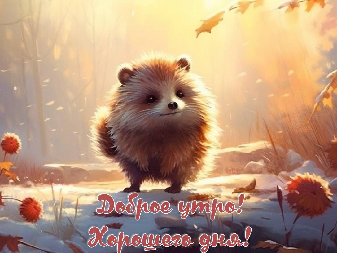 Оранжевые листья на снегу, теплый свет